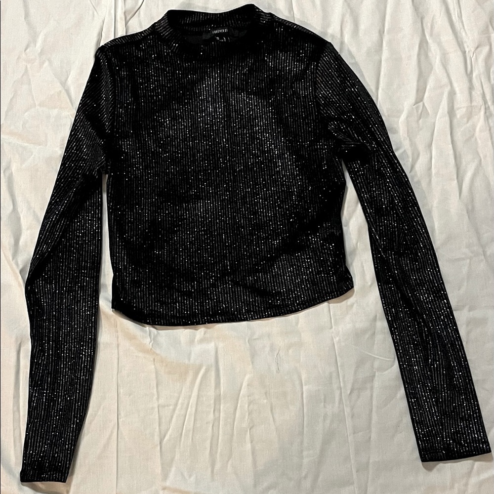 Black sparkly long sleeve top